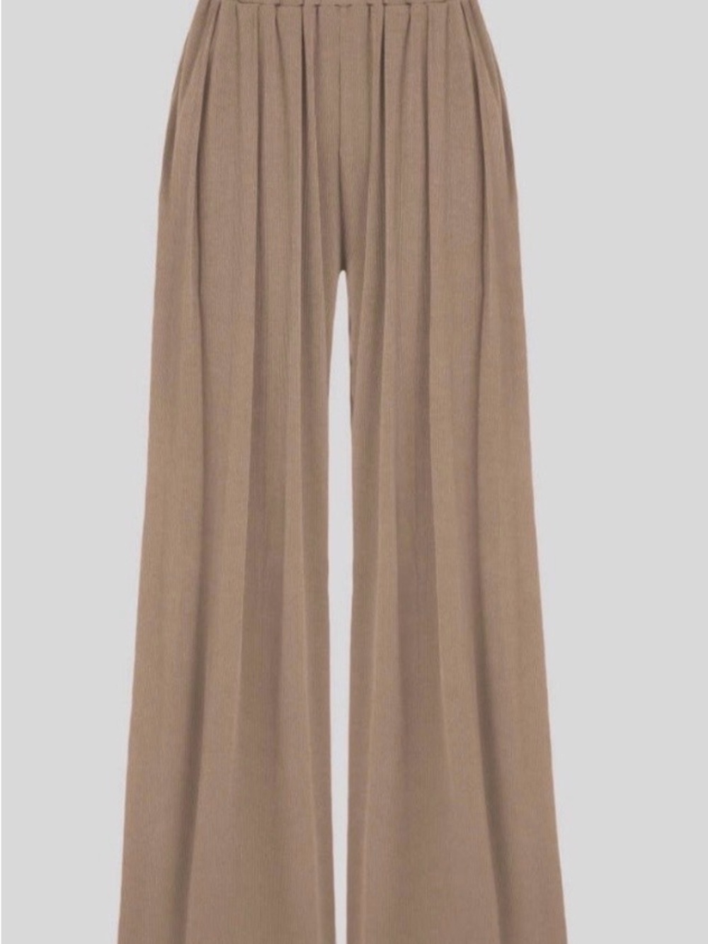 Cider OXL Coffee Ribbed Wide Leg Pants High Waisted Pull On